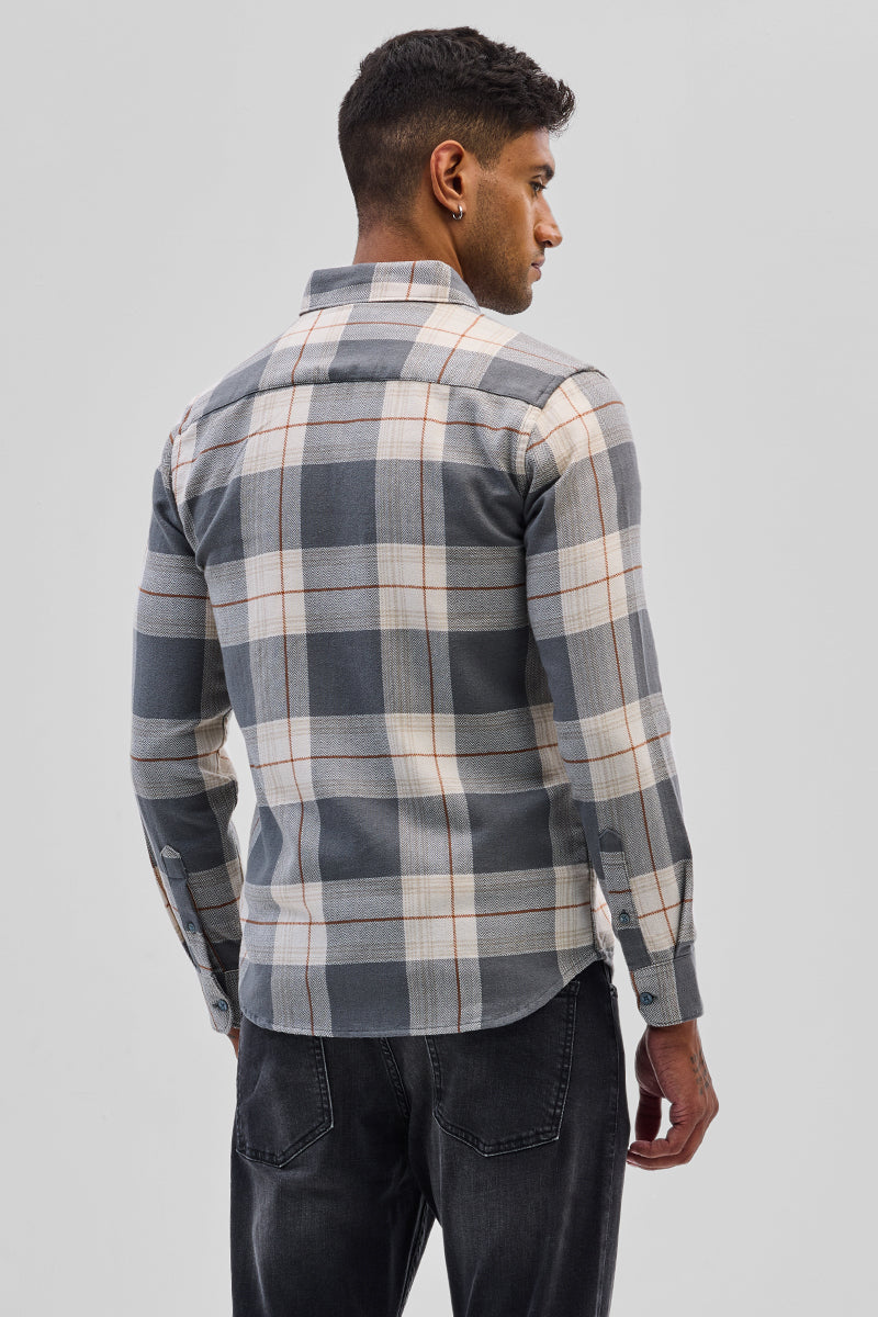 Grey Checks Slim Fit Shirt