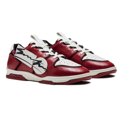 704 Red White Applique Low-Top Sneaker