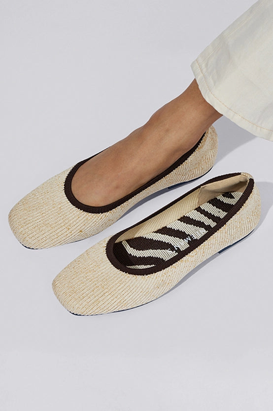 Neeman's Metallic Square Flats for Women | Ballerinas & Slip On Casual Shoes| Comfortable & Flexible