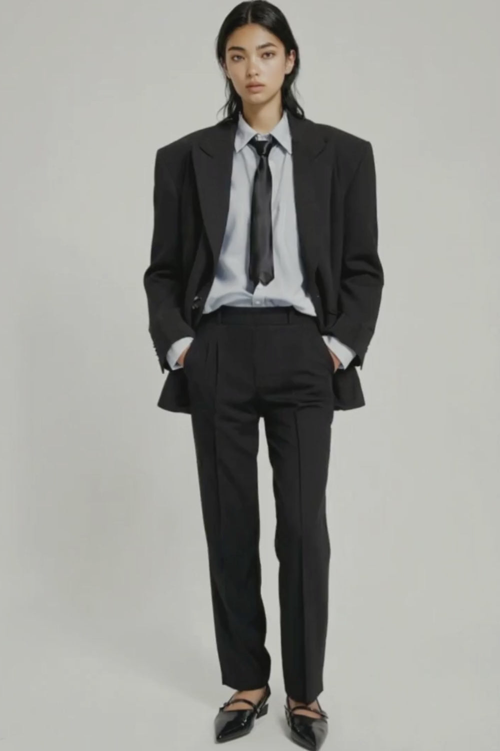 Black High Rise Tapered Pants