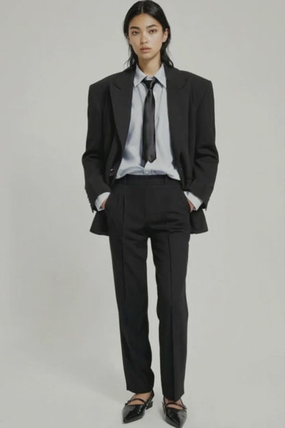 Black High Rise Tapered Pants