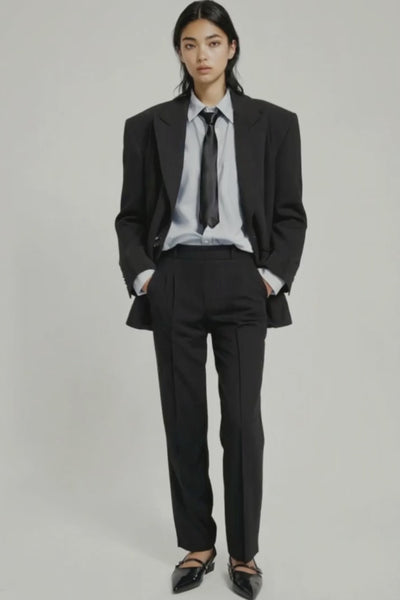 Black High Rise Tapered Pants