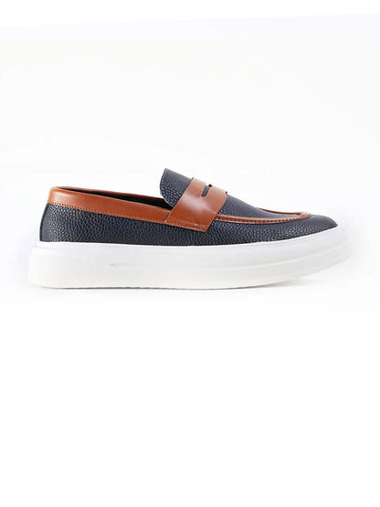 Monkstory Dual Tone Chunky Luxe Slip-On Sneakers - Midnight Blue|Tan