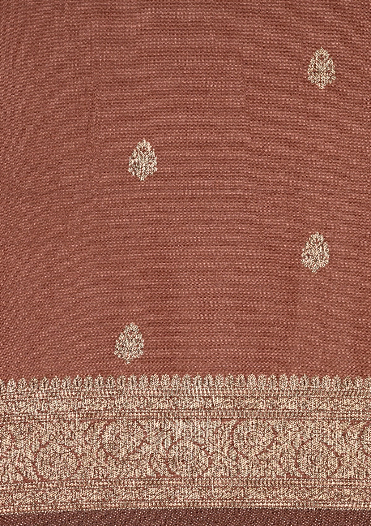 Mocha Mousse Traditional Pattern Woven Tussar Saree