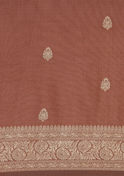 Mocha Mousse Traditional Pattern Woven Tussar Saree