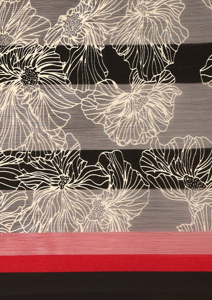 Black Abstract Floral Printed Chiffon Saree