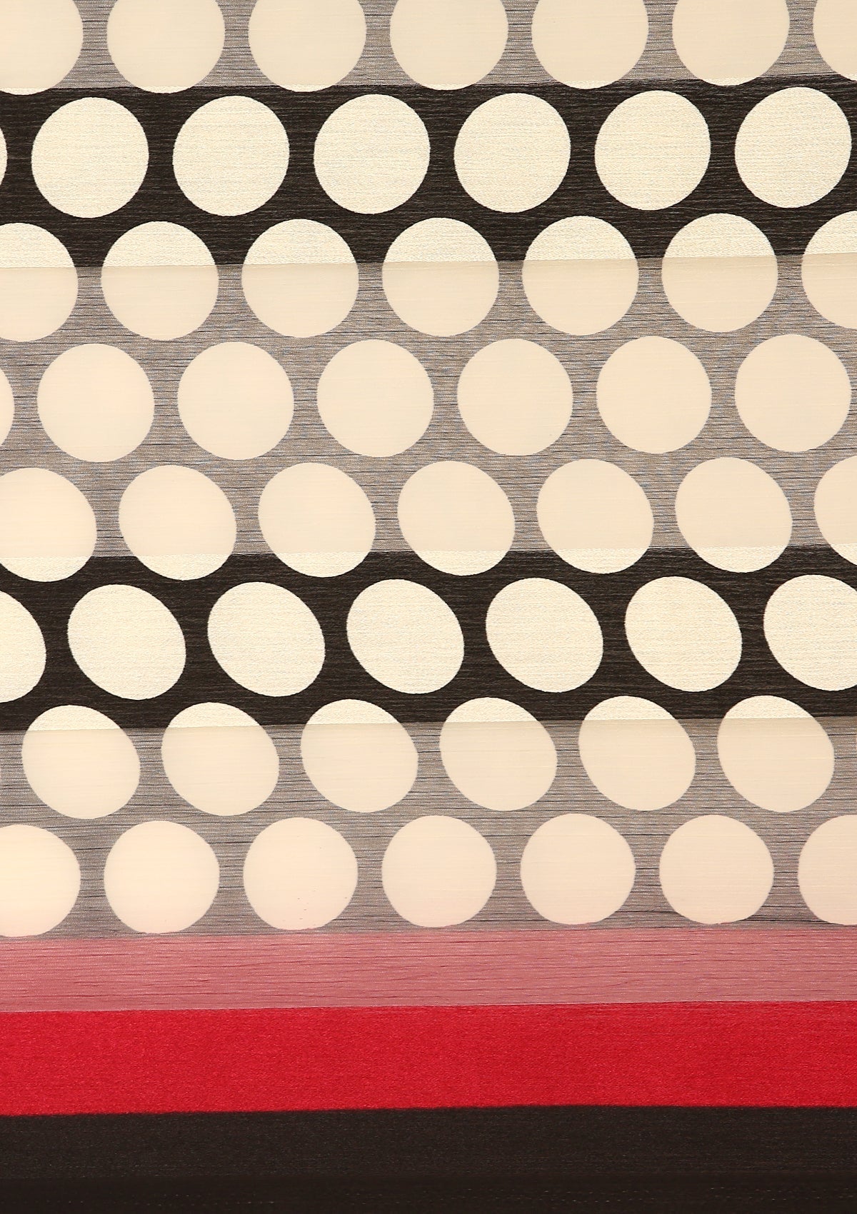 Black And Cream Polkadots Printed Chiffon Saree