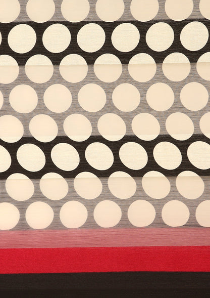 Black And Cream Polkadots Printed Chiffon Saree
