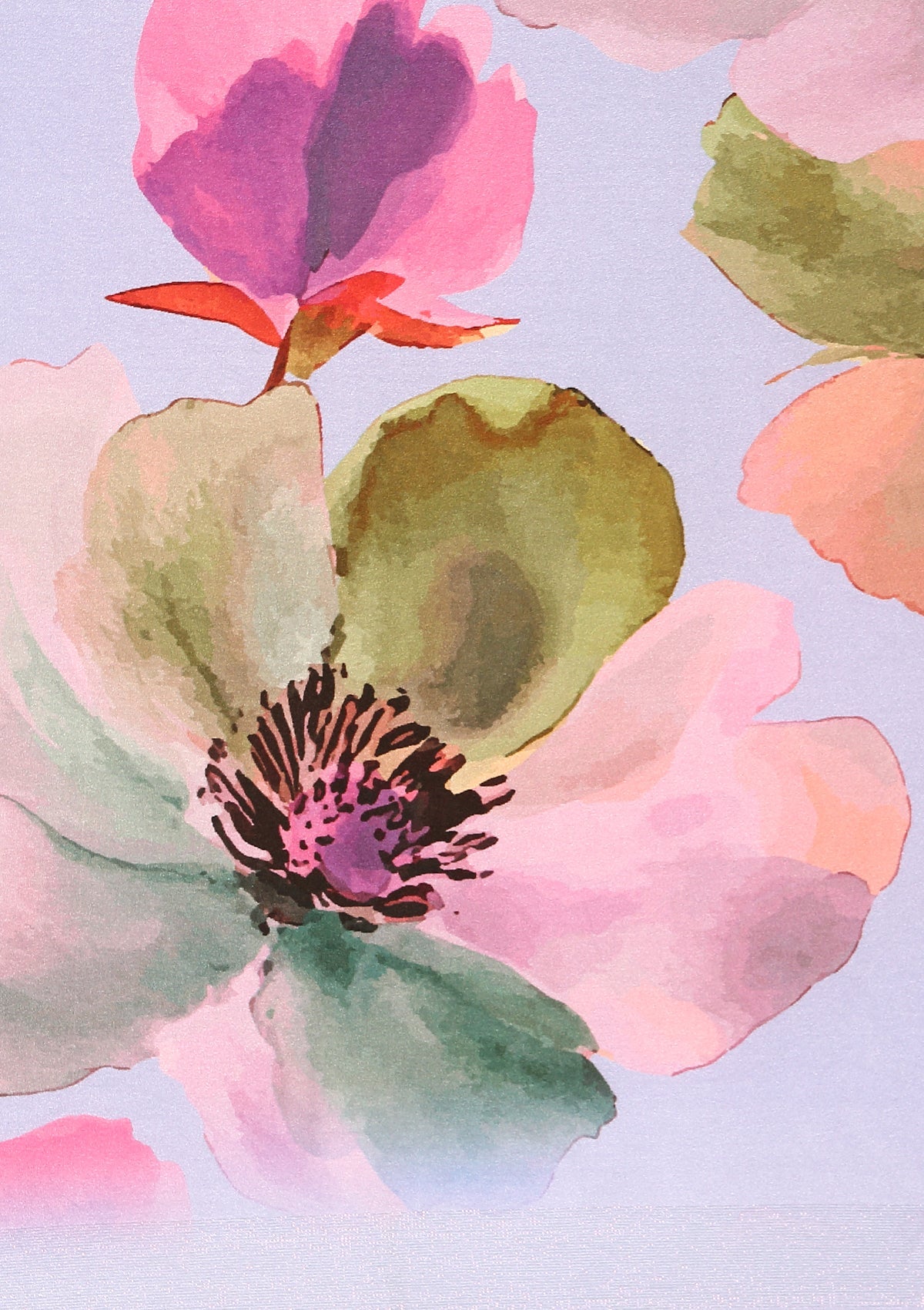 Violet Watercolor Floral Digital Printed Satin Saree