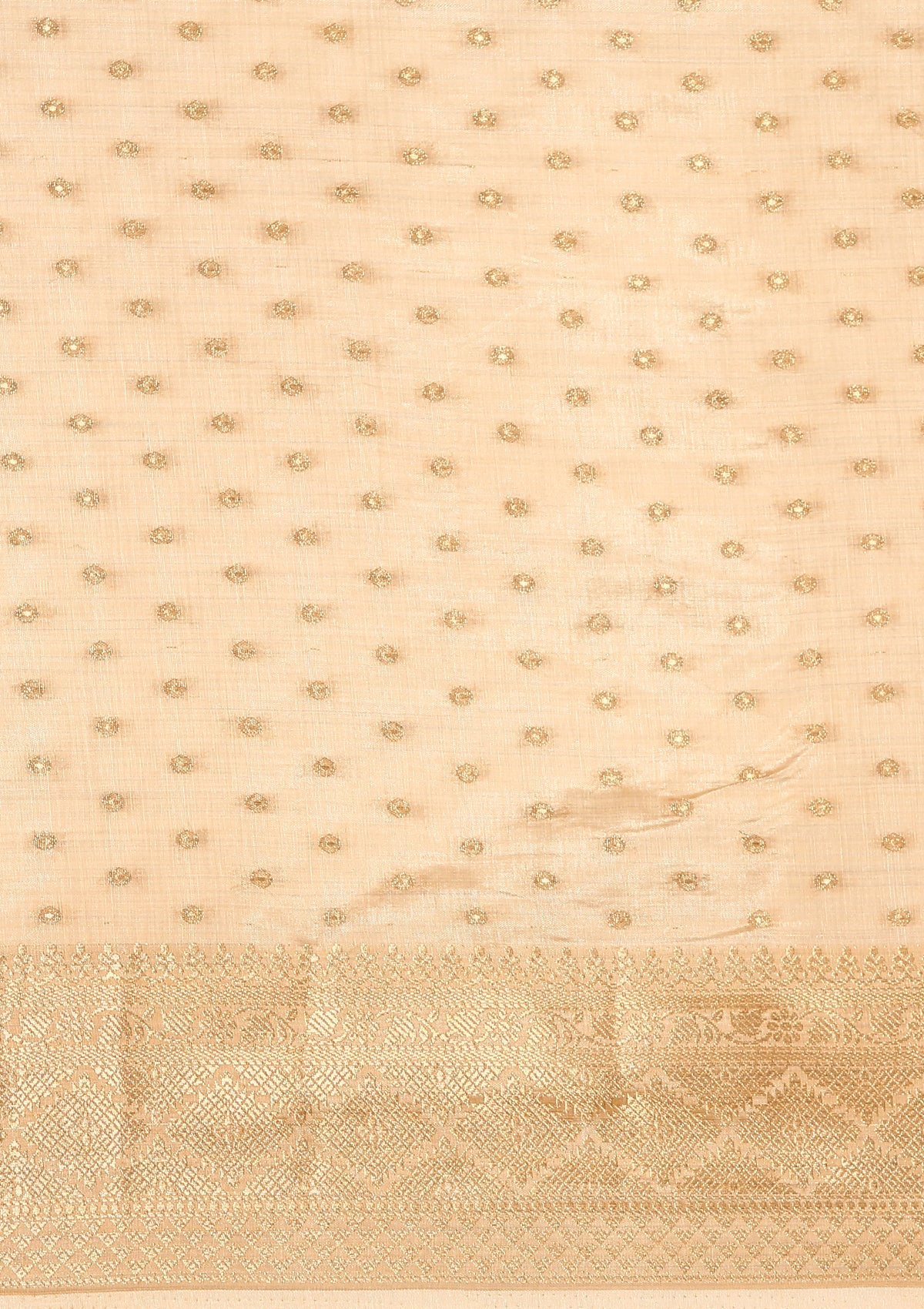 Cream Traditional Zari Butta Woven Tussar Saree