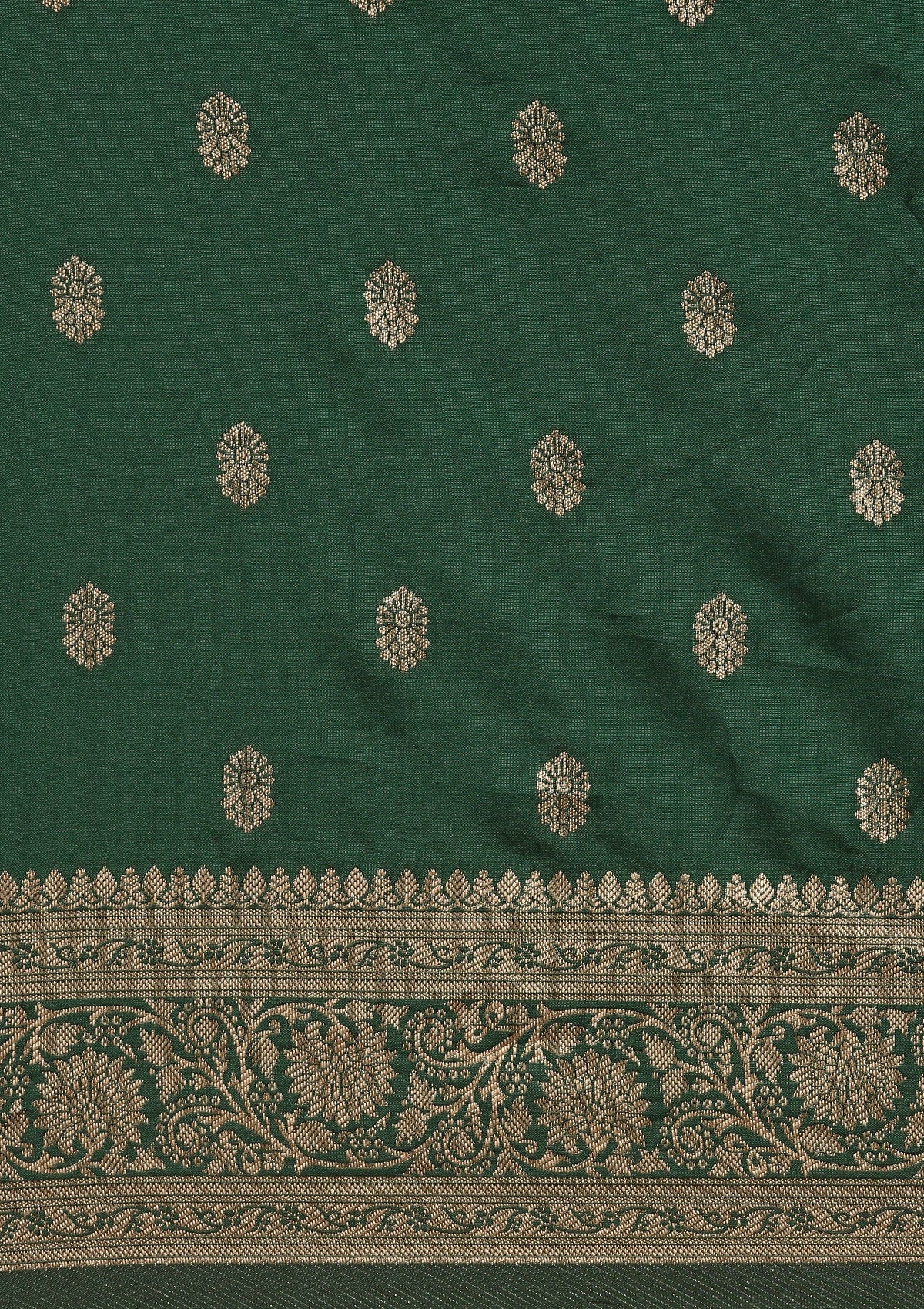 Dark Green Traditional Woven Tussar Saree