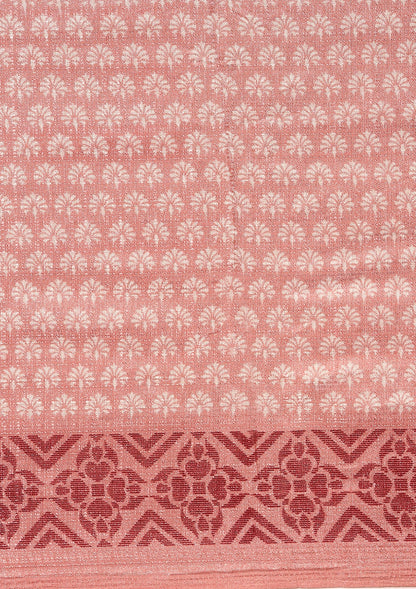 Dusty Pink Butti Printed Art Tussar Matka Silk Saree
