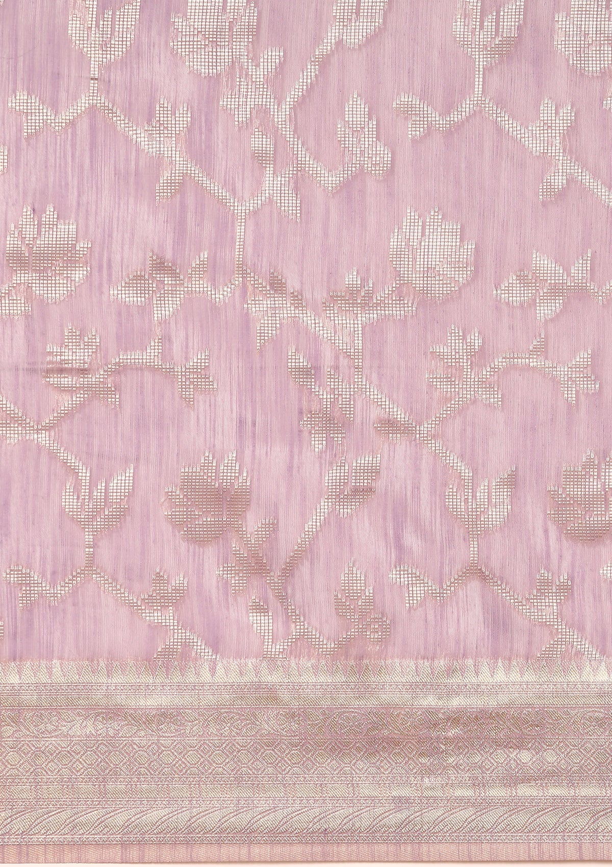 Mauve Floral Woven Tussar Saree
