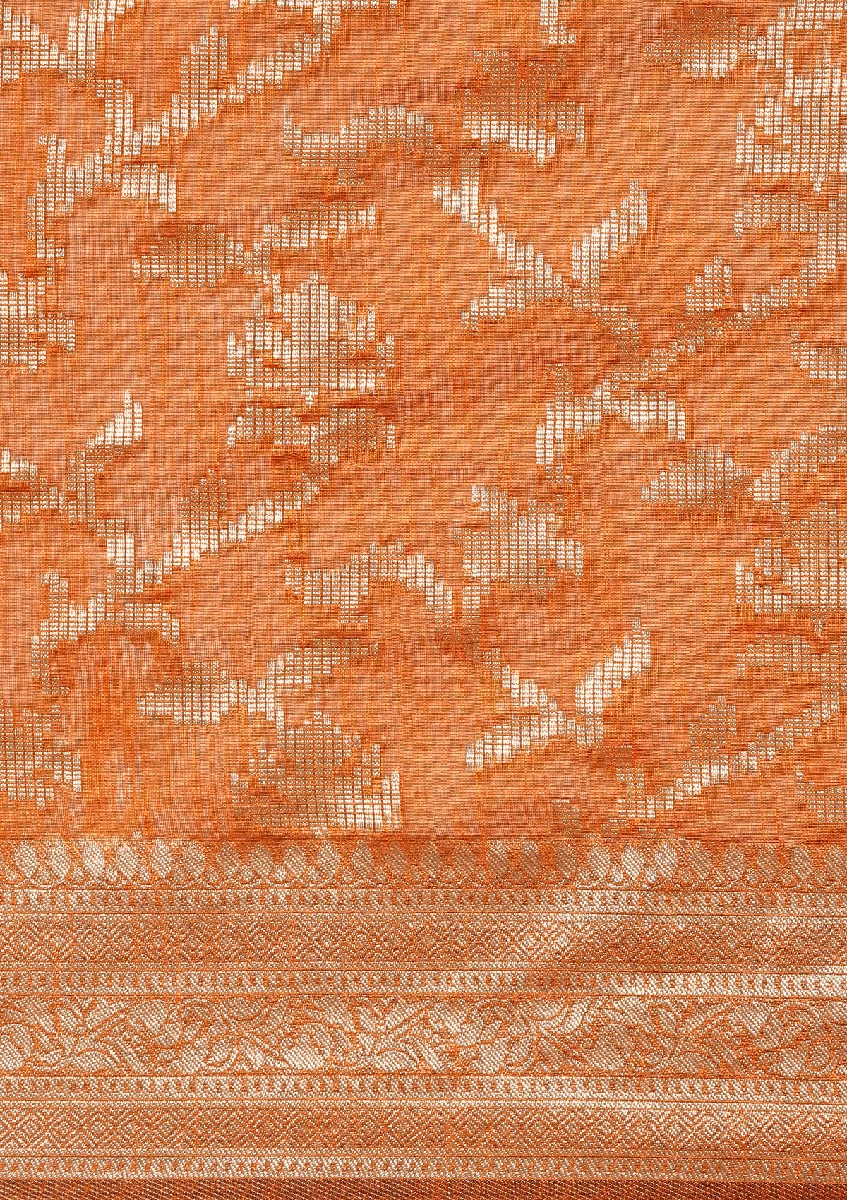 Rust Jaal Woven Tussar Saree