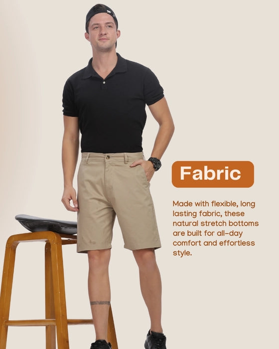 Men's Cotton Chino Shorts | Regular Fit | Bermuda | Beige
