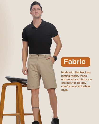 Men's Cotton Chino Shorts | Regular Fit | Bermuda | Beige