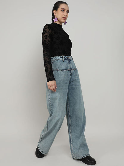 Women Comfort Low Distress Heavy Fade Stretchable Jeans