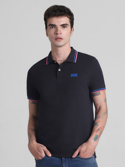 Polo Collar Short Sleeves Cotton Slim Fit T-shirt