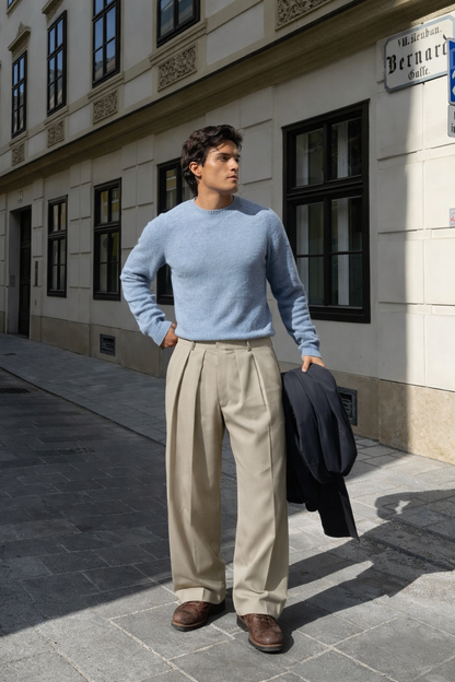 Neat Pleated Tailored Linen Pants - Sand