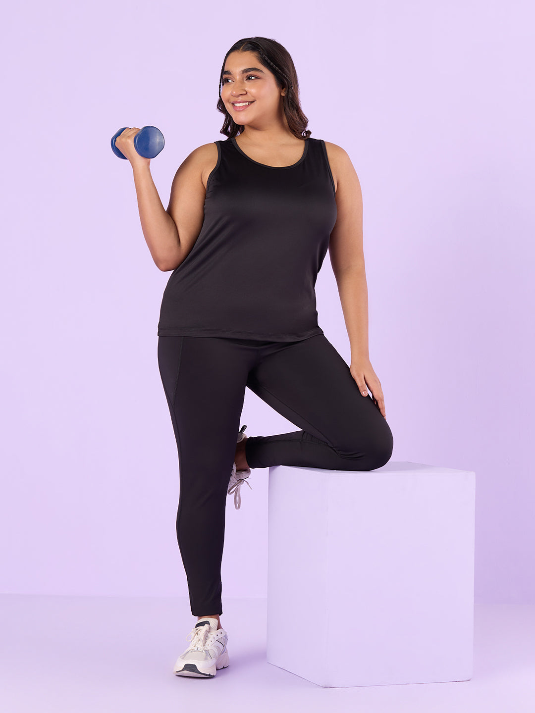 PLUS SIZE BLACK KNITTED TANK TOP | XL - 6XL