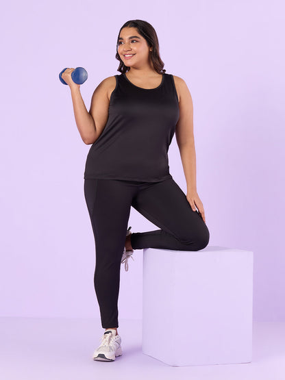 PLUS SIZE BLACK KNITTED TANK TOP | XL - 6XL