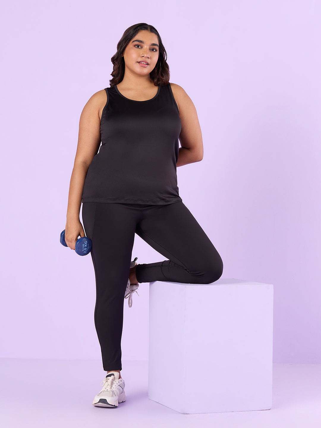 PLUS SIZE BLACK KNITTED TANK TOP | XL - 6XL
