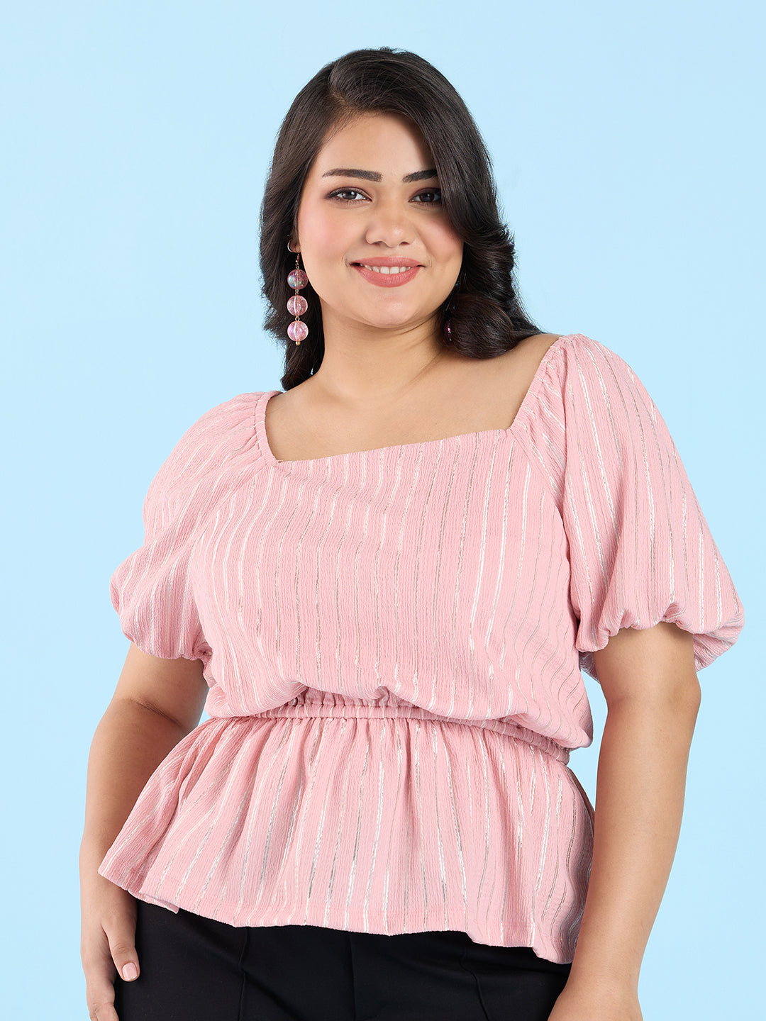 PLUS SIZE DUSTY PINK LUREX TOP | XL - 6XL