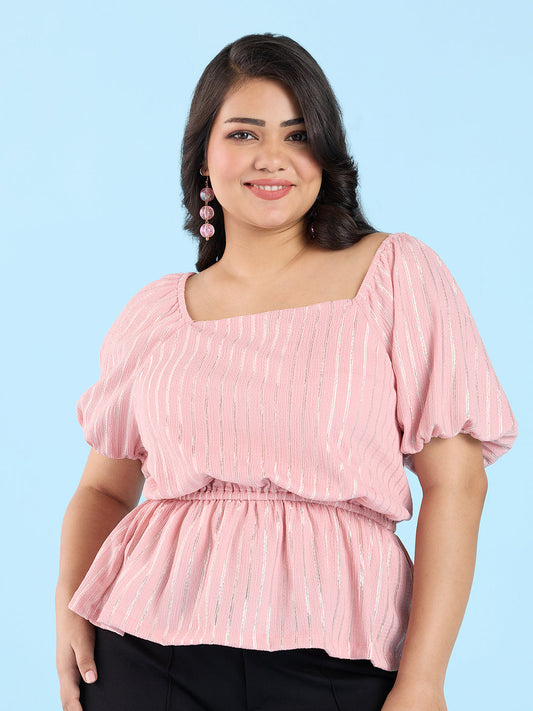 PLUS SIZE DUSTY PINK LUREX TOP | XL - 6XL