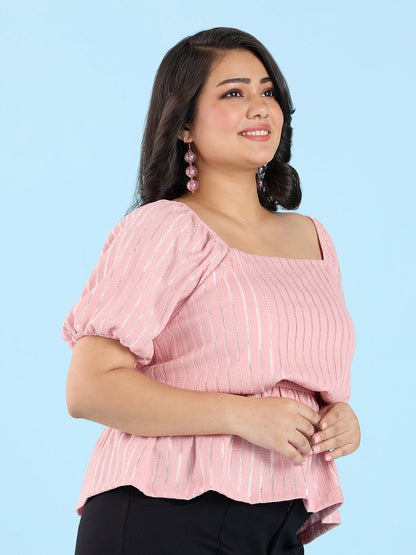 PLUS SIZE DUSTY PINK LUREX TOP | XL - 6XL