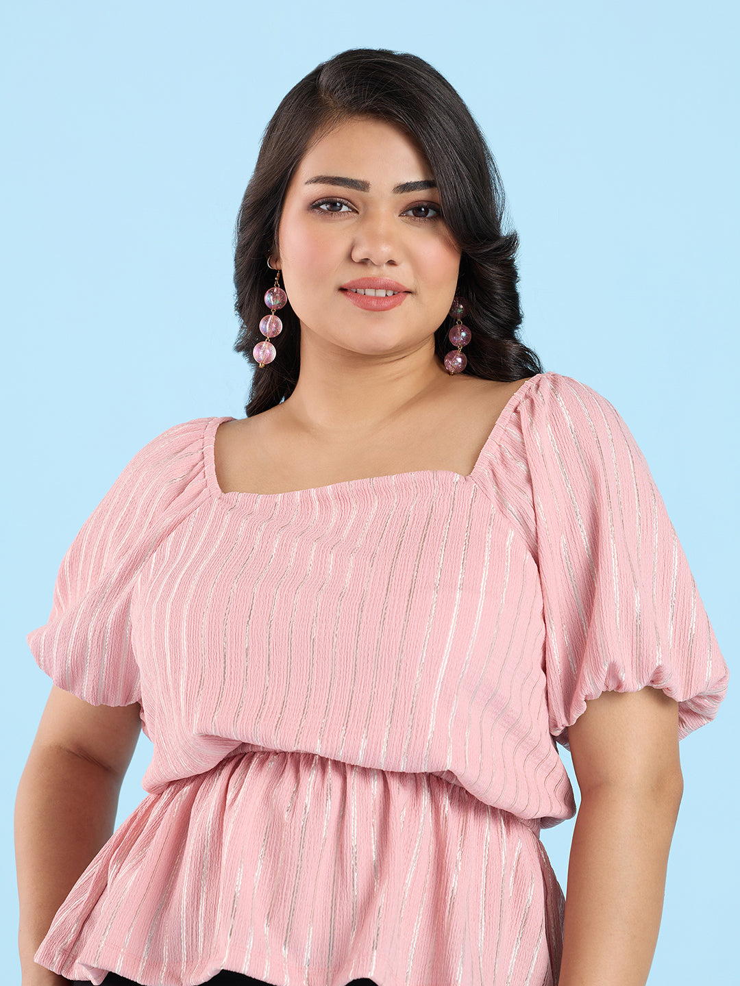 PLUS SIZE DUSTY PINK LUREX TOP | XL - 6XL