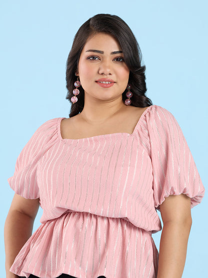 PLUS SIZE DUSTY PINK LUREX TOP | XL - 6XL