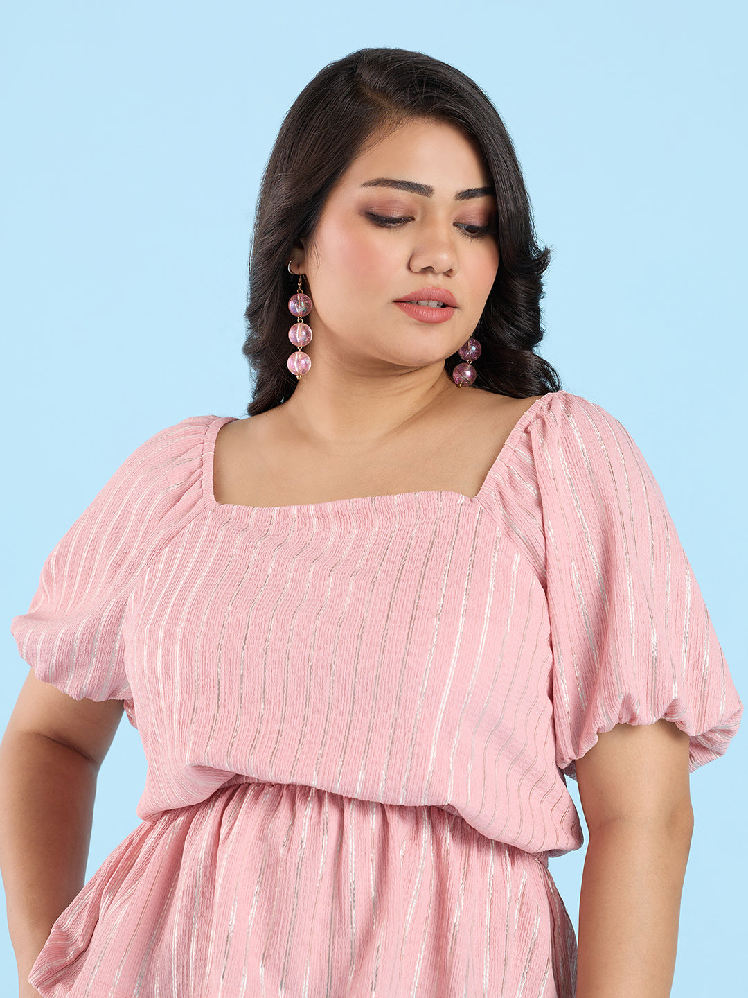 PLUS SIZE DUSTY PINK LUREX TOP | XL - 6XL