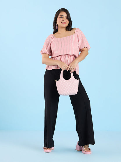 PLUS SIZE DUSTY PINK LUREX TOP | XL - 6XL