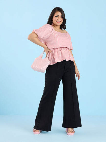 PLUS SIZE DUSTY PINK LUREX TOP | XL - 6XL
