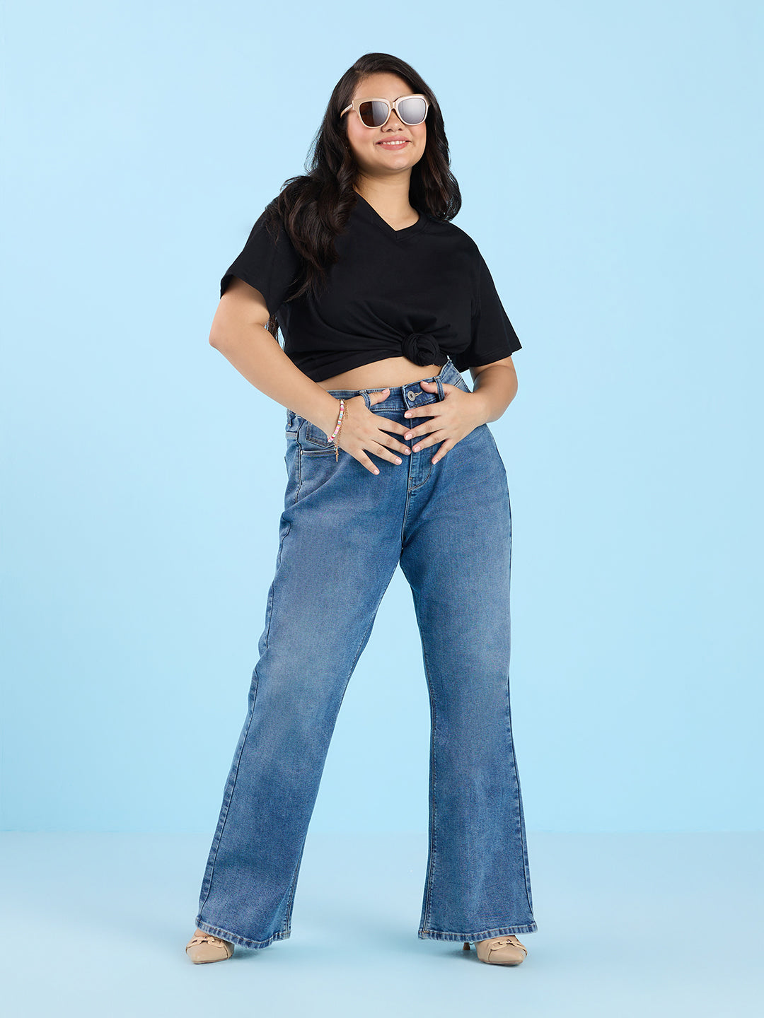 PLUS SIZE JET BLACK V NECK T-SHIRT | XL - 6XL