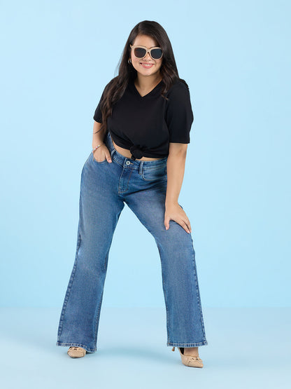 PLUS SIZE JET BLACK V NECK T-SHIRT | XL - 6XL