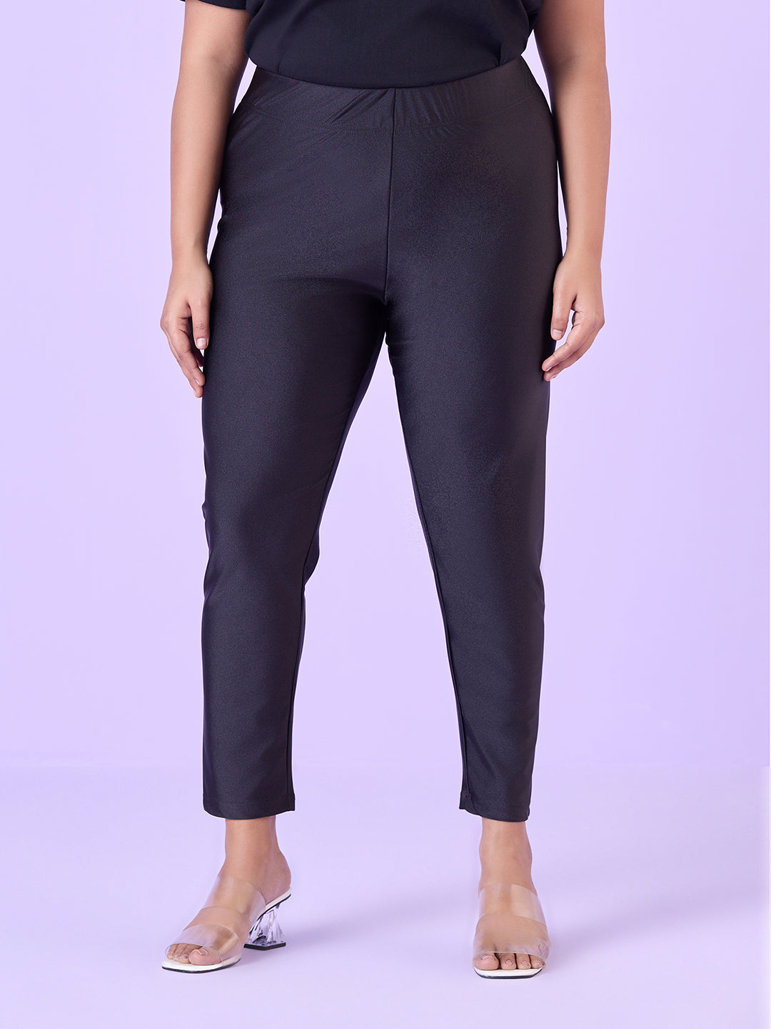 PLUS SIZE NYLON KNIT STRETCH SHIMMER LEGGINGS | XL - 6XL