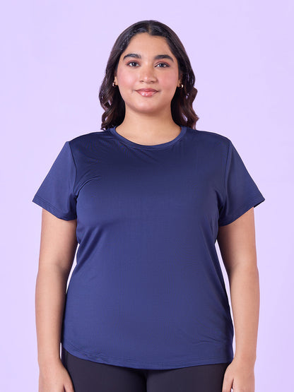 PLUS SIZE INDIGO BLUE STRETCHABLE T-SHIRT WITH POCKETS | XL - 6XL
