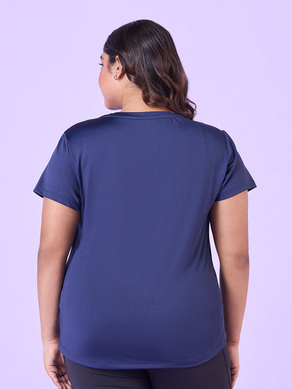 PLUS SIZE INDIGO BLUE STRETCHABLE T-SHIRT WITH POCKETS | XL - 6XL