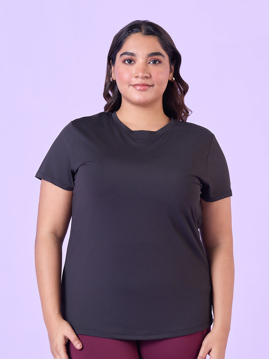 PLUS SIZE JET BLACK STRETCHABLE T-SHIRT WITH POCKETS | XL - 6XL