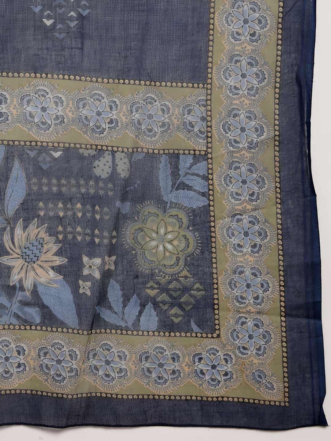 Women Floral Printed Cotton Kurta with Trousers & Dupatta