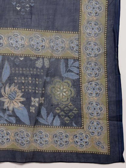 Women Floral Printed Cotton Kurta with Trousers & Dupatta