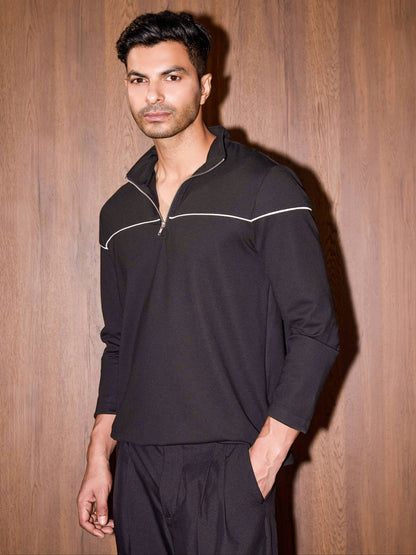 Transit Quarter Zip Pullover - Black