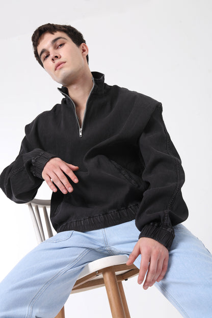 Corduroy Alpine Pullover - Black