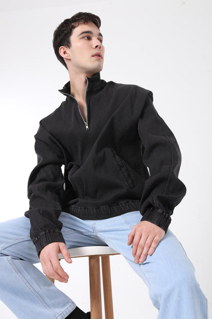 Corduroy Alpine Pullover - Black