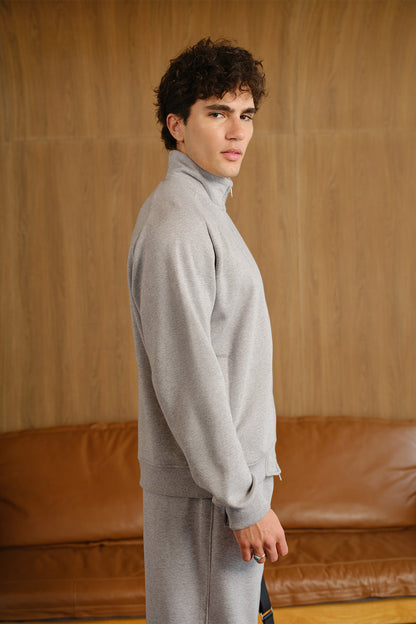 Ash Drift High Neck Zipper Jacket