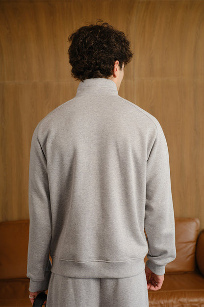 Ash Drift High Neck Zipper Jacket