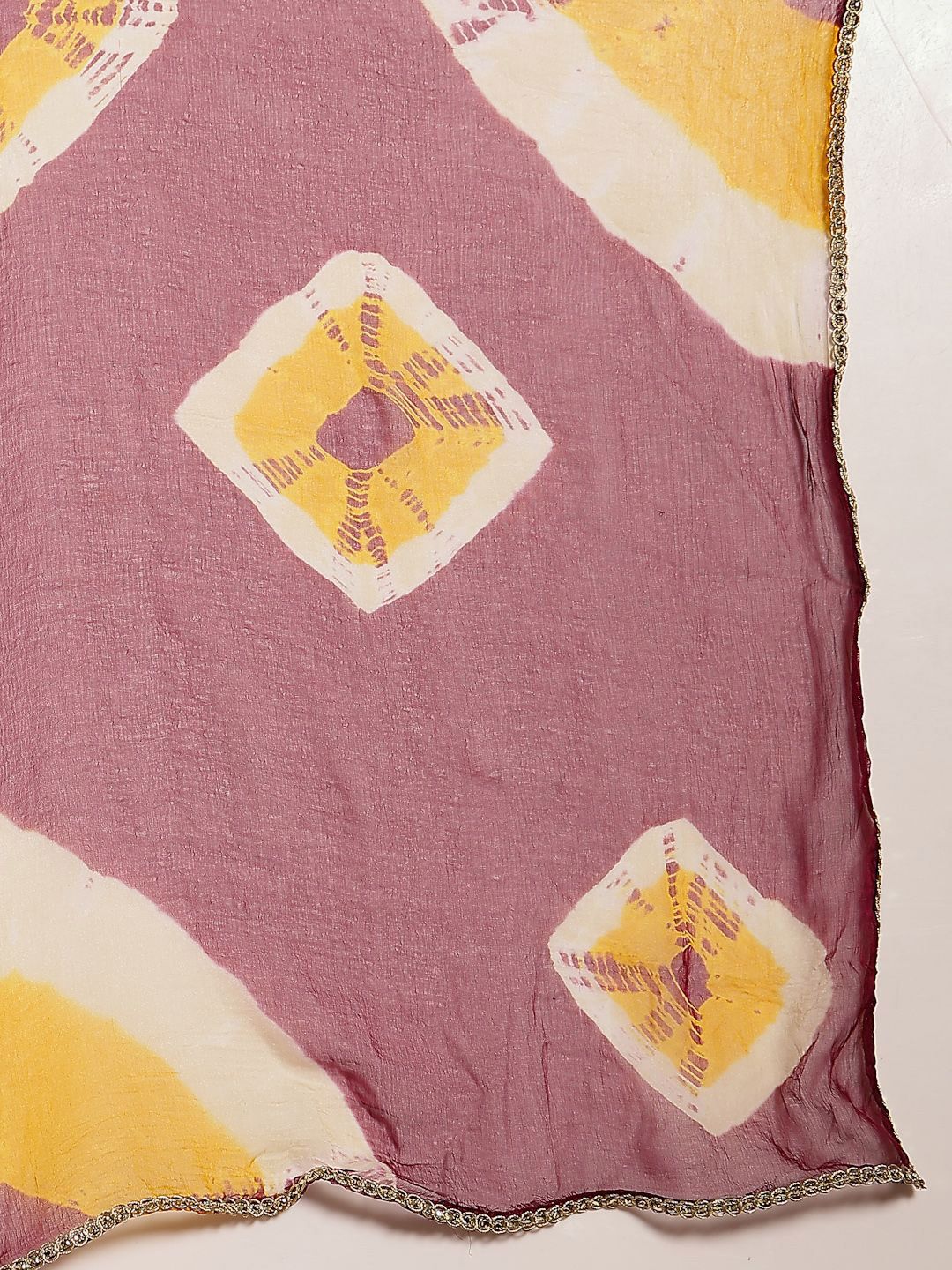 Women Bandhani Printed Thread Work Pure Cotton Kurta with Trousers & With Dupatta