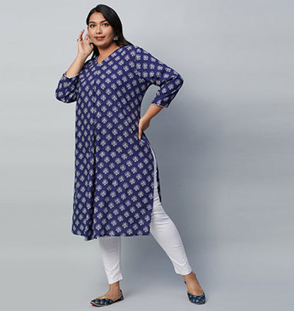 PLUS SIZE PRINTED RAYON KURTA | XL - 6XL