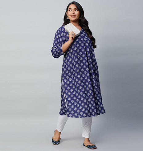PLUS SIZE PRINTED RAYON KURTA | XL - 6XL